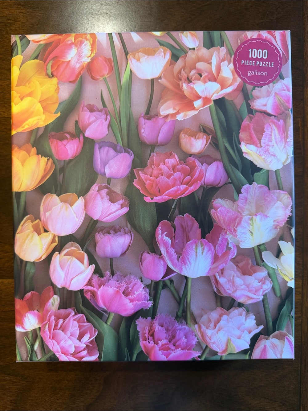 Galison 1000-Piece Floral Ephemeral Tulip Puzzle - Pink & Peach Bouquet